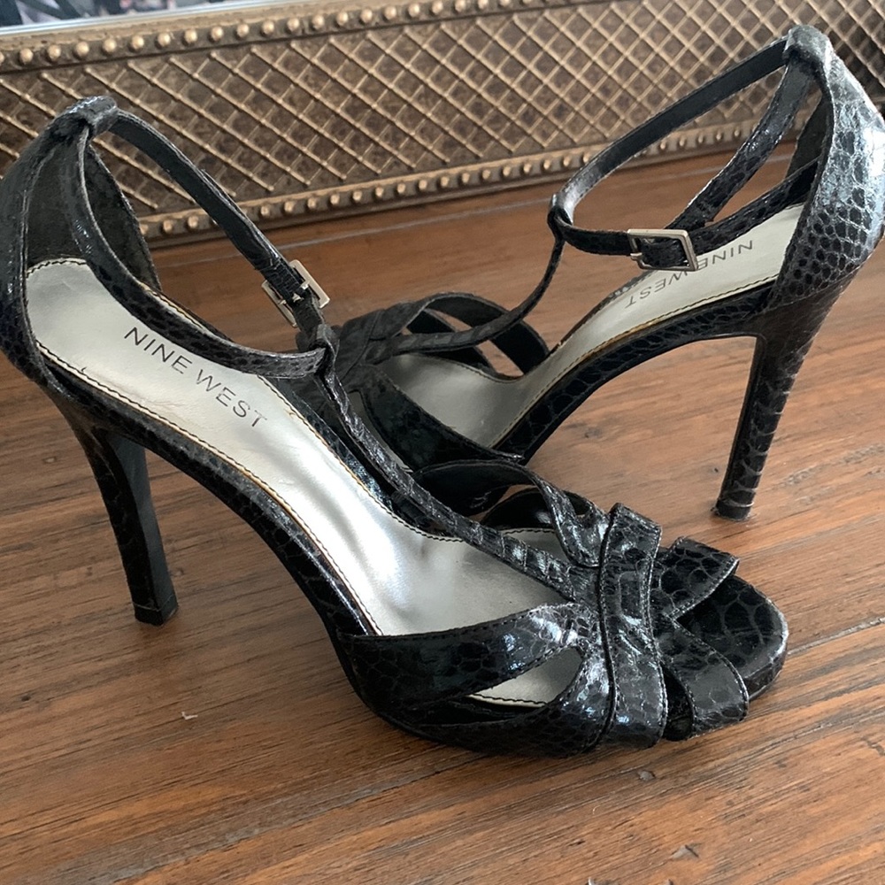 Black T-Strap black heels. Nine West. Used.